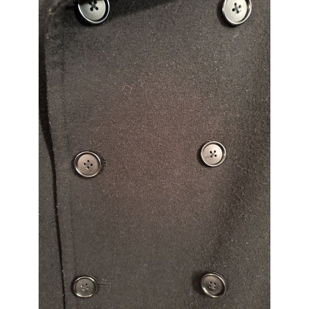 Kenneth Cole Black Wool Mens Peacoat With Double-Breasted Buttons & Pockets 38R - Picture 2 of 7
